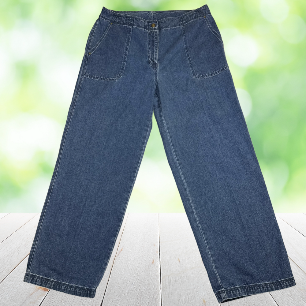 Vintage Y2K RALPH LAUREN LRL Jeans Denim Straight Leg Logo Med Wash Womens 14W